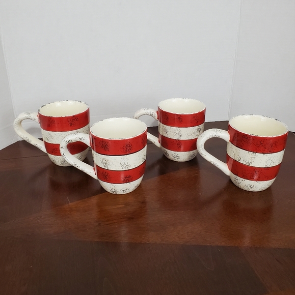 Oneida Sakura Colonial Mugs (No Trim) Red & White Speckled ~ Set Of 4 Pre-Owned - Picture 4 of 10